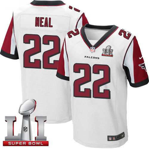 Nike Falcons #22 Keanu Neal White Super Bowl LI 51 Men's Stitched NFL Elite Jersey - Click Image to Close